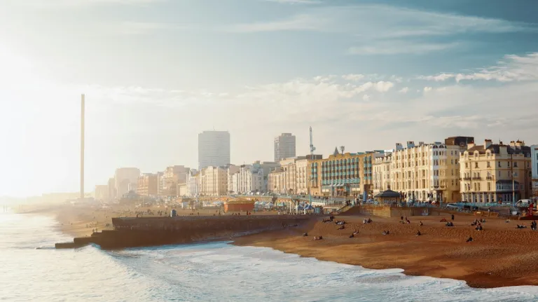Brighton seafront and beach seen from the pier