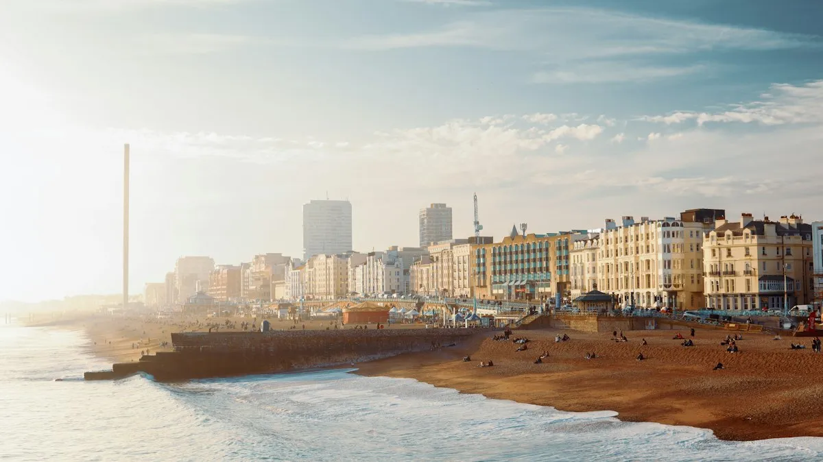 Brighton seafront and beach seen from the pier