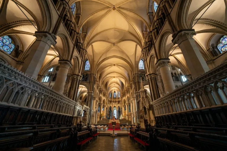 Stained glass windows inside Canterbury Cathedral
