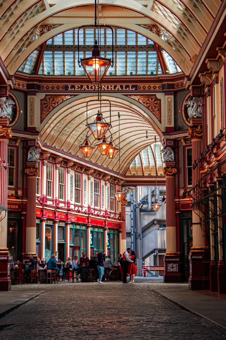 Ornate Victorian roof of Leadenhall Market in the City of London